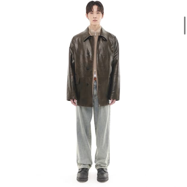 비슬로우 퍼플 레더카코트 L