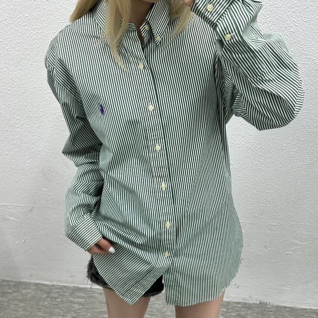 폴로 랄프로렌 퍼플포니 스트라이프 셔츠 L