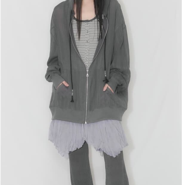 Eyelet boot-cut pants_charcoal 