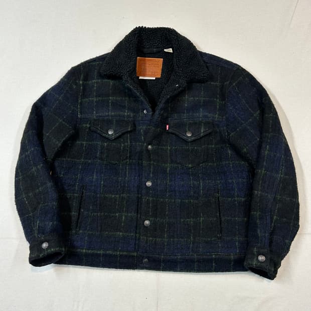 M) 리바이스 프리미엄 체크 쉐르파 트러커 자켓