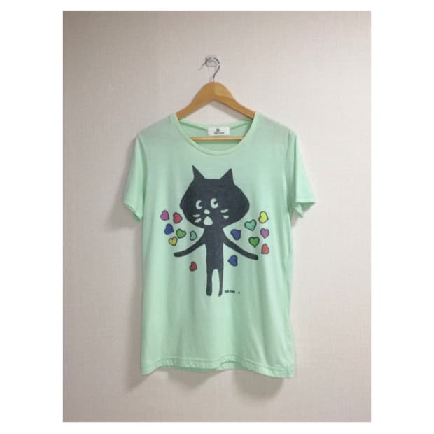 Ne-net 네넷냐 애플민트 하트 프린팅 반팔 티셔츠