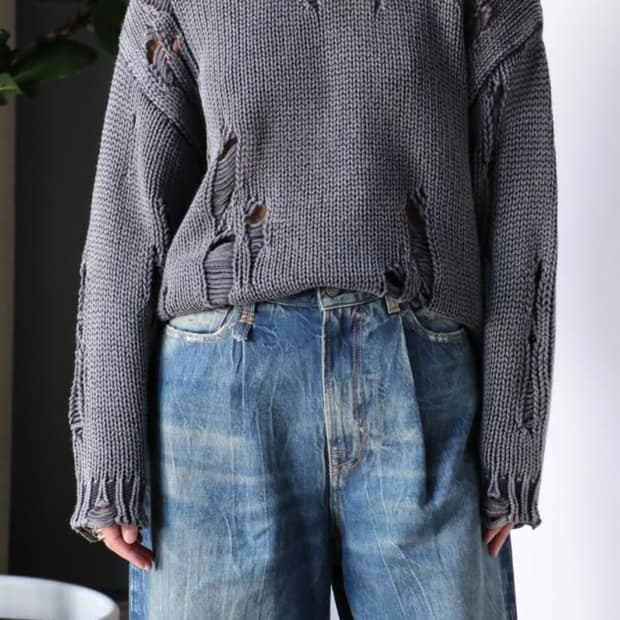 r13 워싱 데미지 니트 팝니다