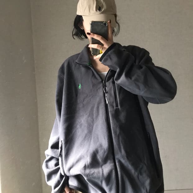 폴로 그레이 오버핏 후리스