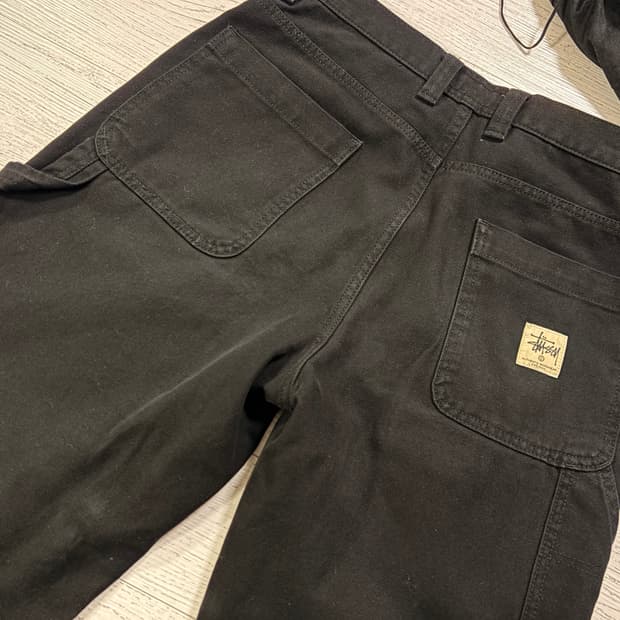 스투시 캔버스 워크 팬츠 블랙