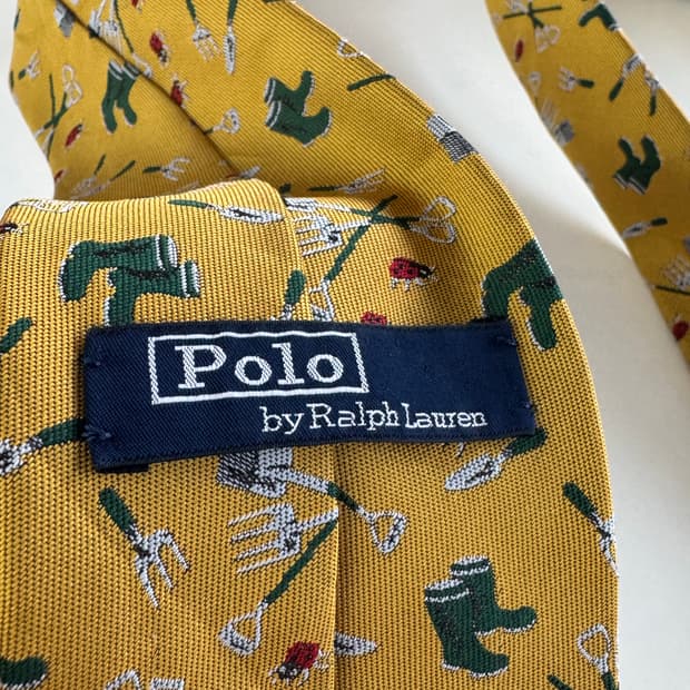 폴로 랄프로렌 옐로우 정원 패턴 넥타이