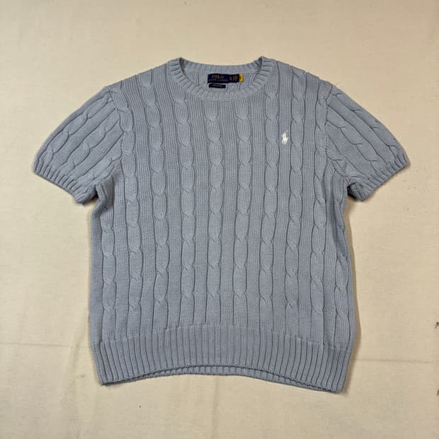 XL) 폴로 랄프로렌 케이블 반팔 니트 하늘색