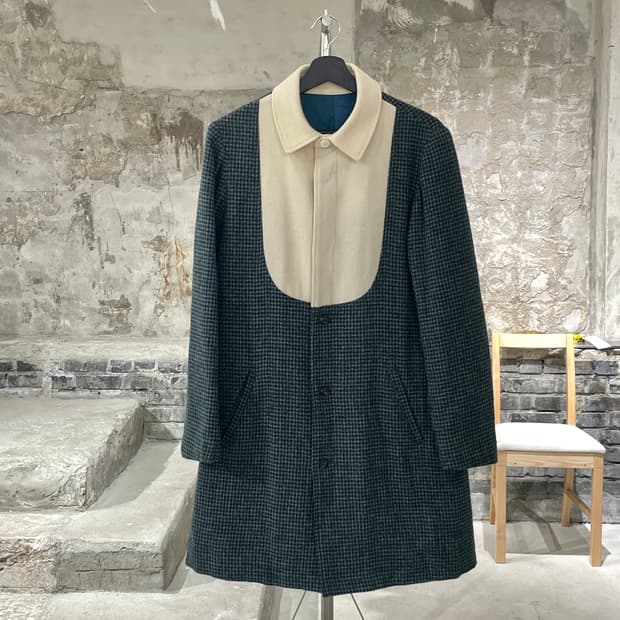 페노메논 12A/W 그린 하운드 투스 체크 울 코트