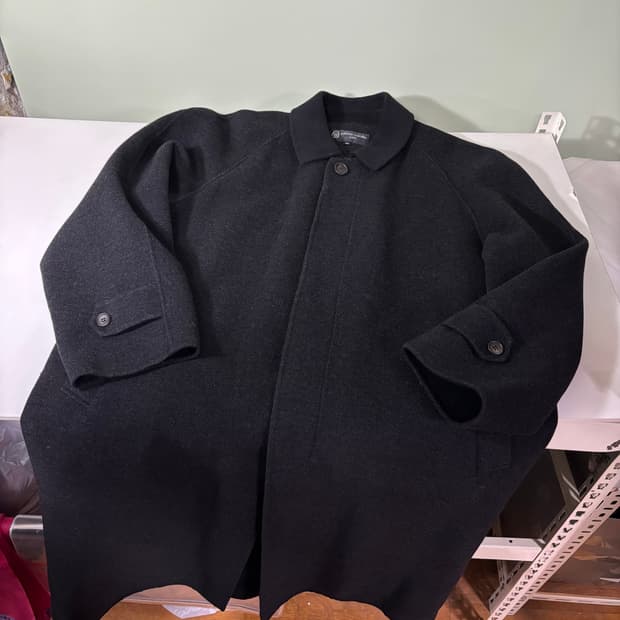 L 100-105 피에르가르뎅 먹색 루즈핏 앙고라혼방 핸드메이드롱코트