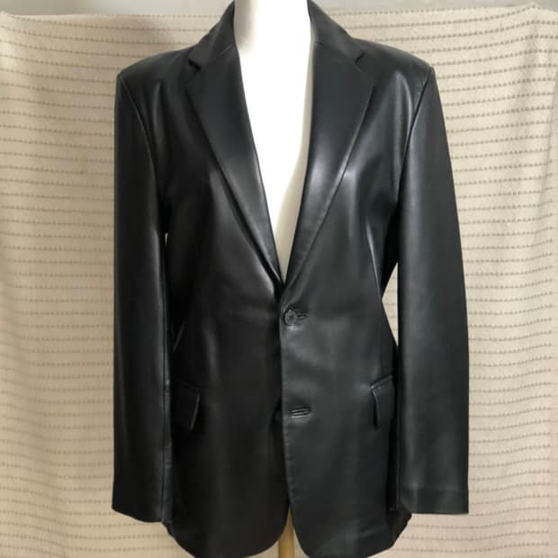 빈티지 블랙 이탈리안 리얼 레더 양가죽 자켓 블레이저