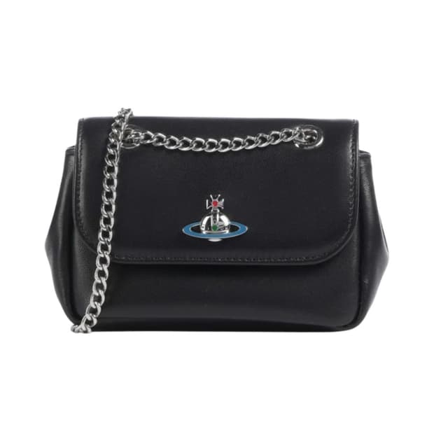 비비안 웨스트우드 나파 레더 스몰 체인 퍼스 블랙