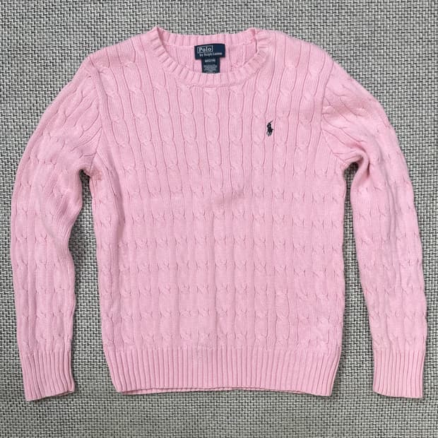 폴로 랄프 로렌 핑크색 케이블 니트 M