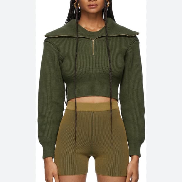 자크뮈스 라 마이유 리소울 더블 칼라 스웨터 카키