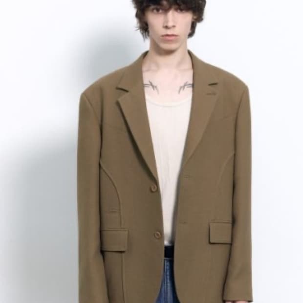 인사일런스 커브드 라인 울 블레이저 MOCHA
