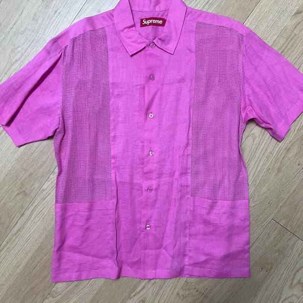 [S]Supreme mesh panel linen shirt 새제품
