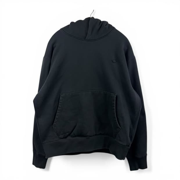 (2XL) 아디다스 불꽃 패치 로고 후드 티 블랙