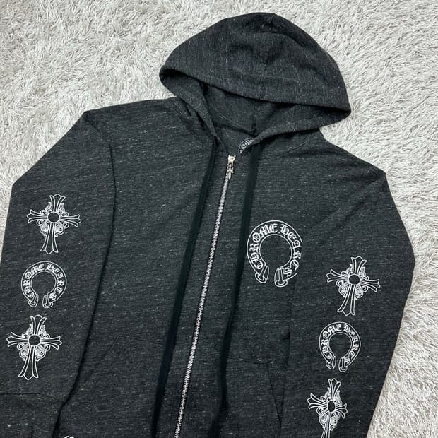 [L] 정품 크롬하츠 멀티로고 집업 후드 그레이