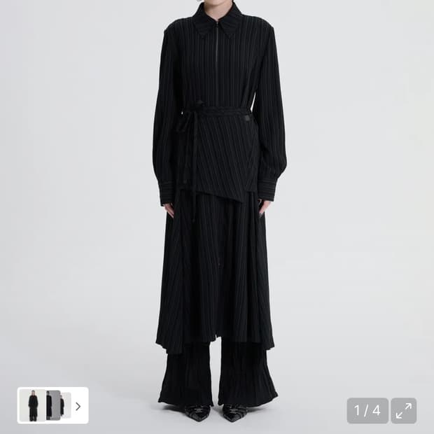 트리밍버드 랩 셔츠 원피스 블랙 Wrap Shirt One-piece 