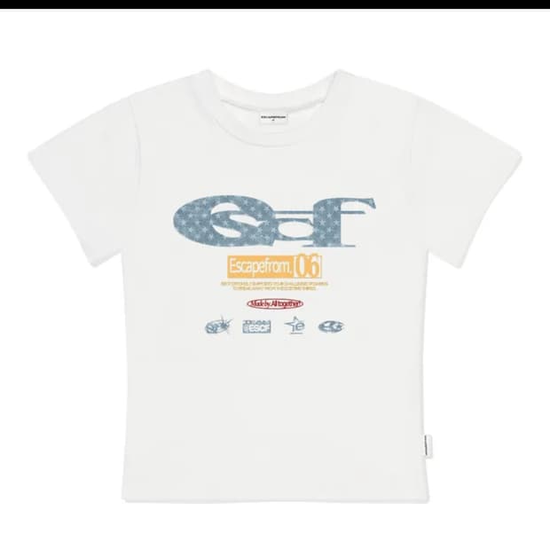 ESCF 로고 콜라주 프린트 슬림핏 반팔티