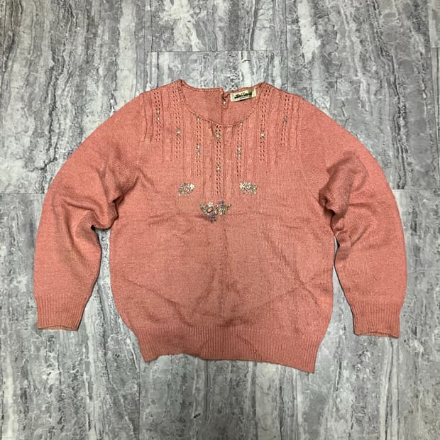 일본빈티지 Halfnoon 하구미모리걸 할메카지 니트스웨터 핑크