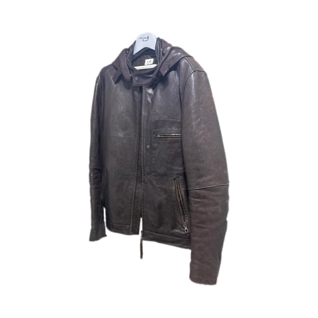 Cp 가죽후드 자켓