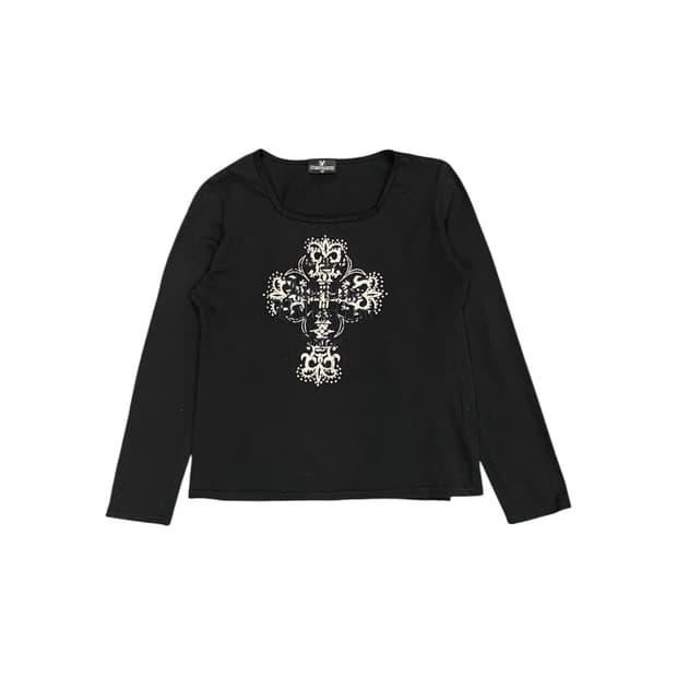 Japanese vtg 큐빅 십자가 롱슬리브