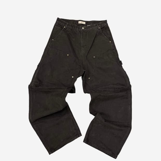 [1] 아오이로 커티드 더블니 팬츠 블랙 펄