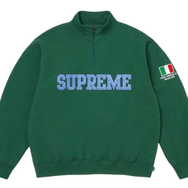 슈프림 샵 플래그 하프 집 풀오버 다크 그린 밀라노 M