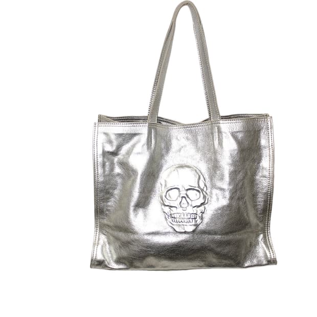 2000s ITALY 10 PELLE 메탈릭 스컬 토트백