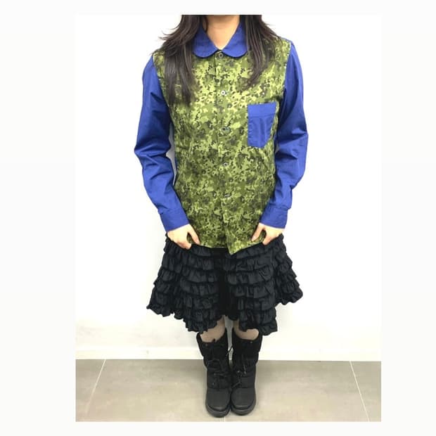 꼼데가르송 블랙 패치워크 카모 셔츠