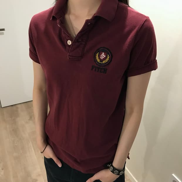 아베크롬비 반팔 카라티 버건디