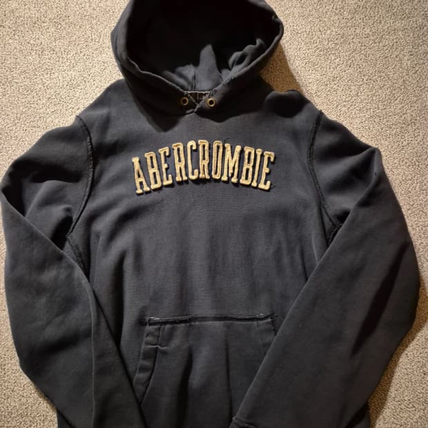 아베크롬비 빈티지 스펠로고 네이비 후드티