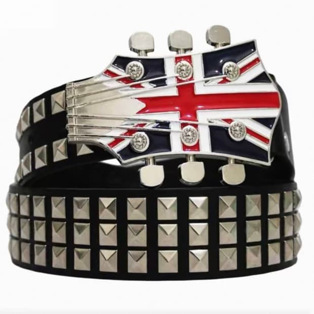 빈티지 무드 UK 유니언잭 스터드 벨트 