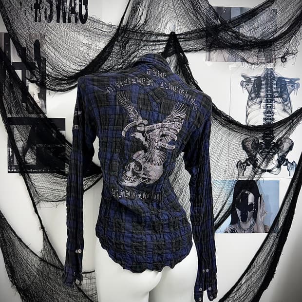 00s punk skull embriodery shirts