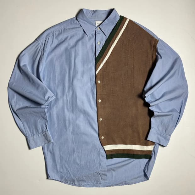 미스터젠틀맨 20FW 니트 베스트 믹스 셔츠 R1708