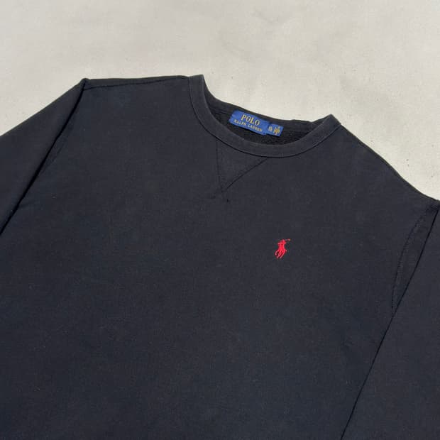 XL 폴로랄프로렌 블랙 기모 맨투맨