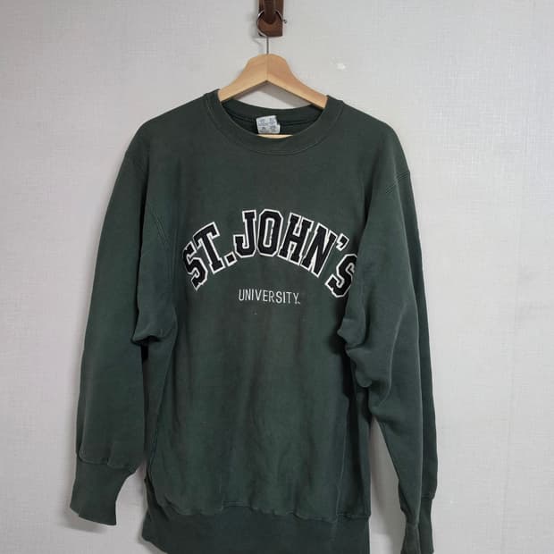 90s 챔피온 ST. JOHN'S 대학교 리버스위브 스웻셔츠 XL