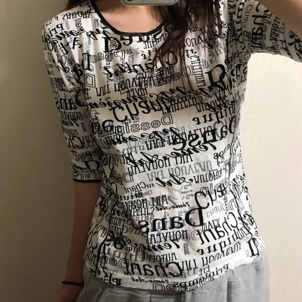 일본빈티지 y2k 레터링 디테일 7부 롱슬리브