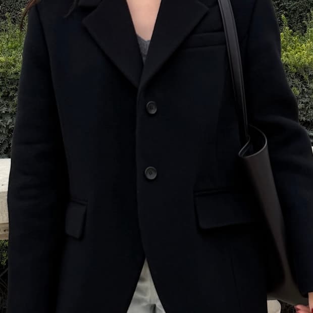 BRONN 브론 캐시미어 울 블랜드 자켓 블랙 하객룩 코트