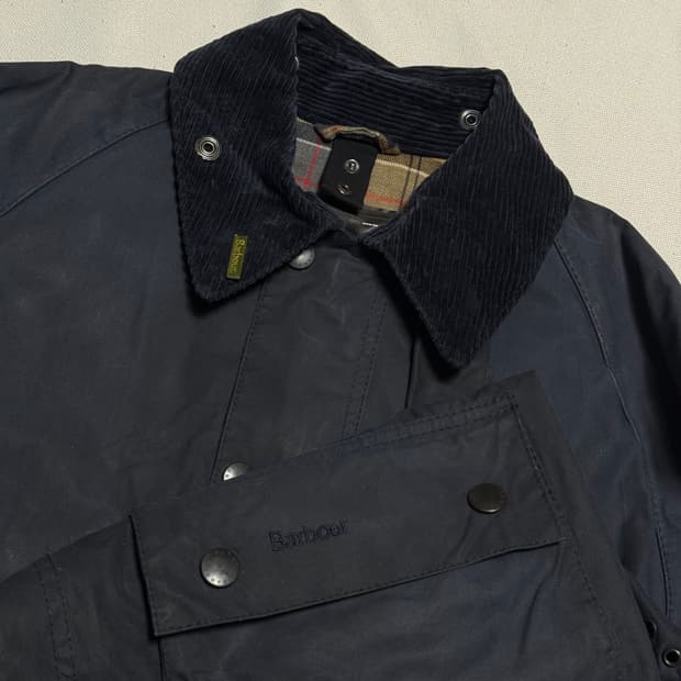 L 바버 코듀로이 카라 네이비 비데일 자켓