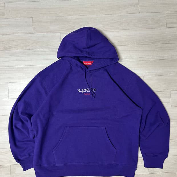 (L) 슈프림 클래식로고 서울 샵 후드 - 25fw