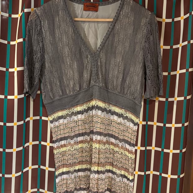 미쏘니 니트 원피스 그레이 멀티컬러