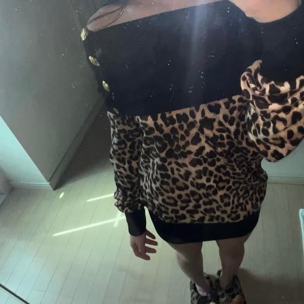 레오파드 금장 오프숄더 원피스 오네갸루 헤이세이 갸루 대장템