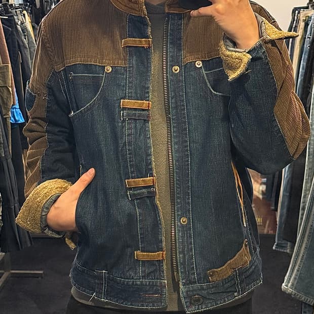 YAJAYU 일본 골덴 코듀로이 진청 브라운 갈색 워크 트러커 자켓 