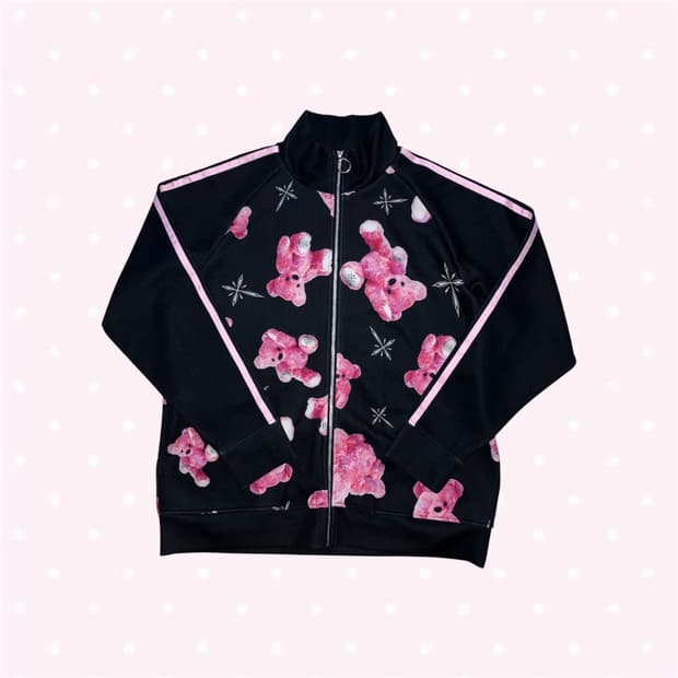 트라바스도쿄 양지뢰 펑크 양산형 서브컬쳐 핑크 곰 져지