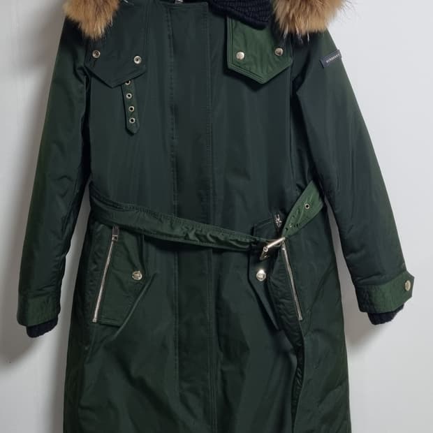 S (55) 버버리 카키 덕다운 오리털 롱패딩