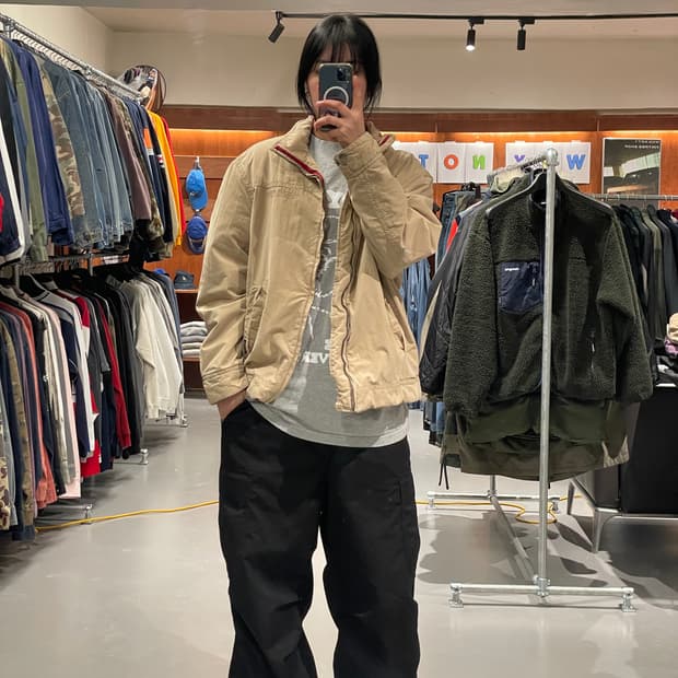 빈티지 플리스 블루종 자켓