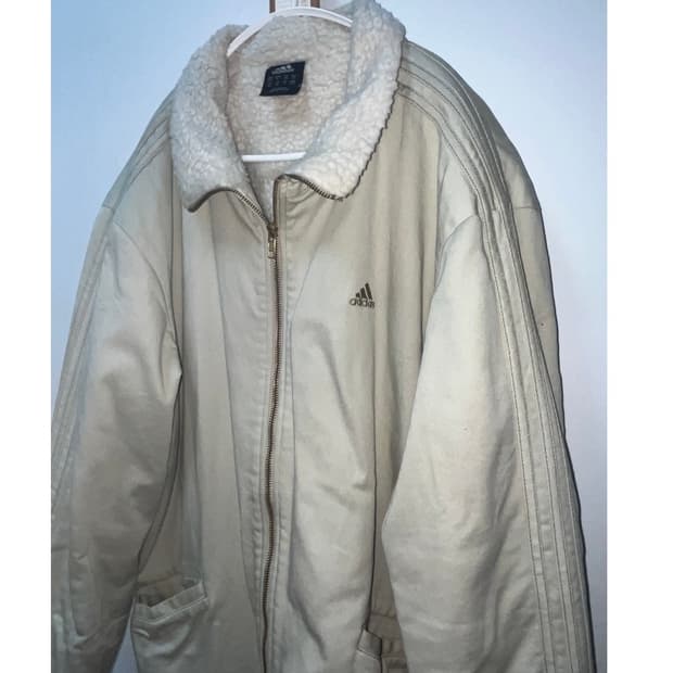 아디다스 양털 집업 자켓 베이지