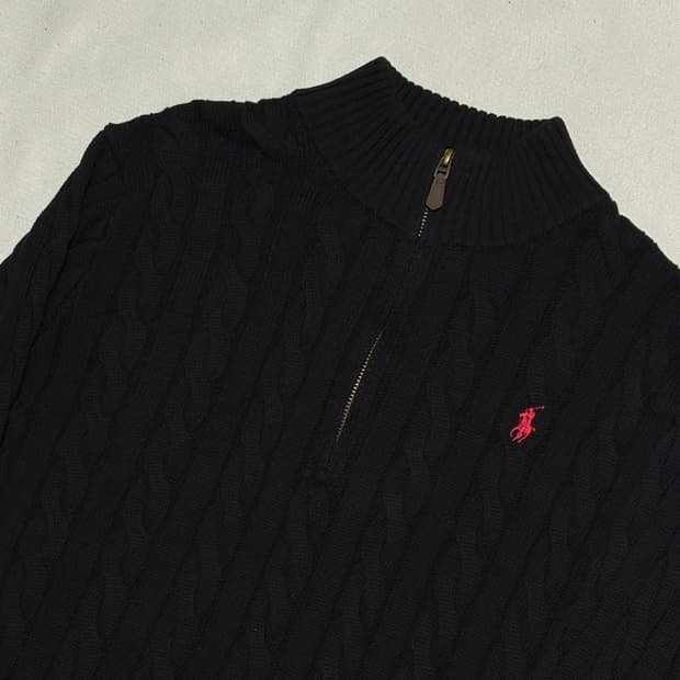 L 폴로랄프로렌 케이블 니트 반집업