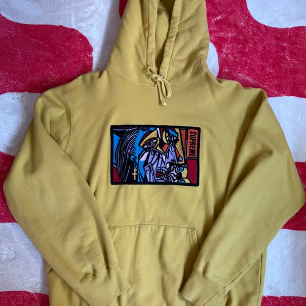 [L] 슈프림 18fw 피카소 체인스티치 후드 머스타드