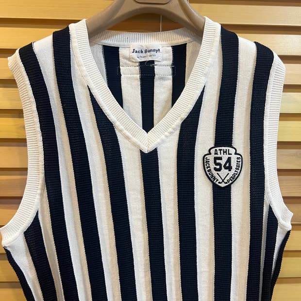 잭버니 by파리게이츠 남성 스트라이프 골프조끼 니트조끼